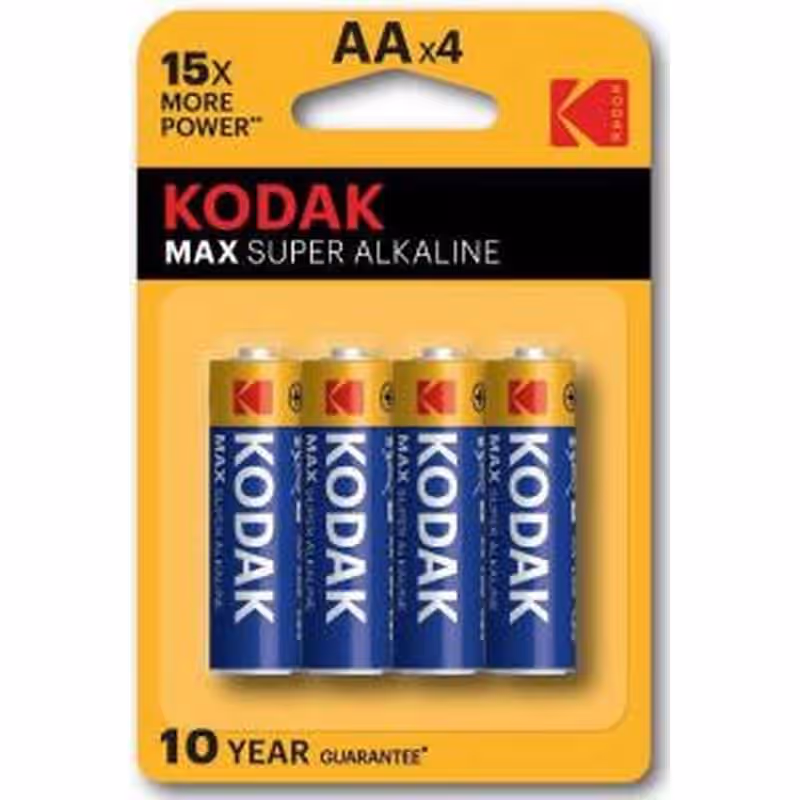 KODAK Mignon KAA-4 1500/LR6/AA Max Super Alkaline 1,5 Volt 4 Stück