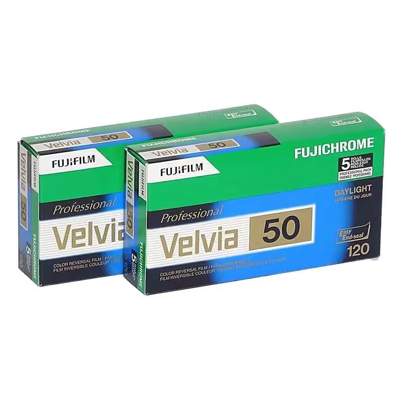 FUJI Velvia 50 Dia-Farbfilm (Umkehrfilm), 120 Rollfilm, 2x 5 Stück