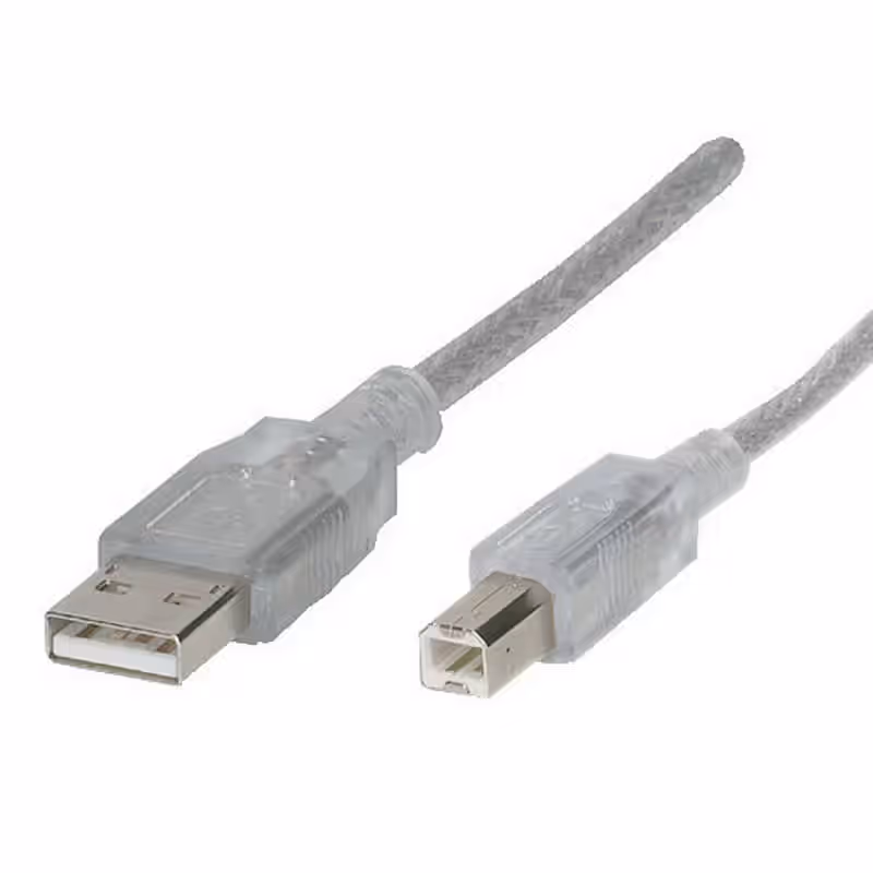 USB 2.0 Kabel USB-A auf USB-B 1,8m, transparent