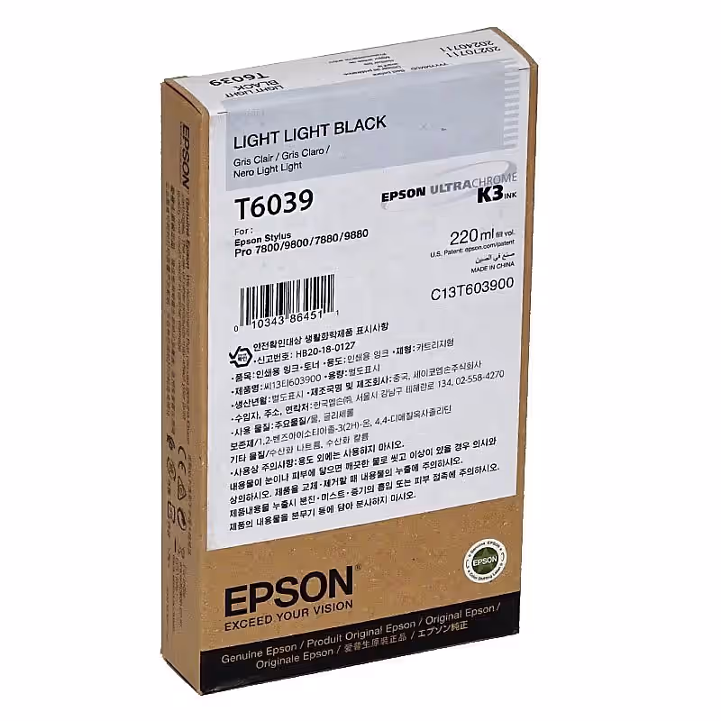 EPSON T6039 Tintenpatrone light light black 220ml